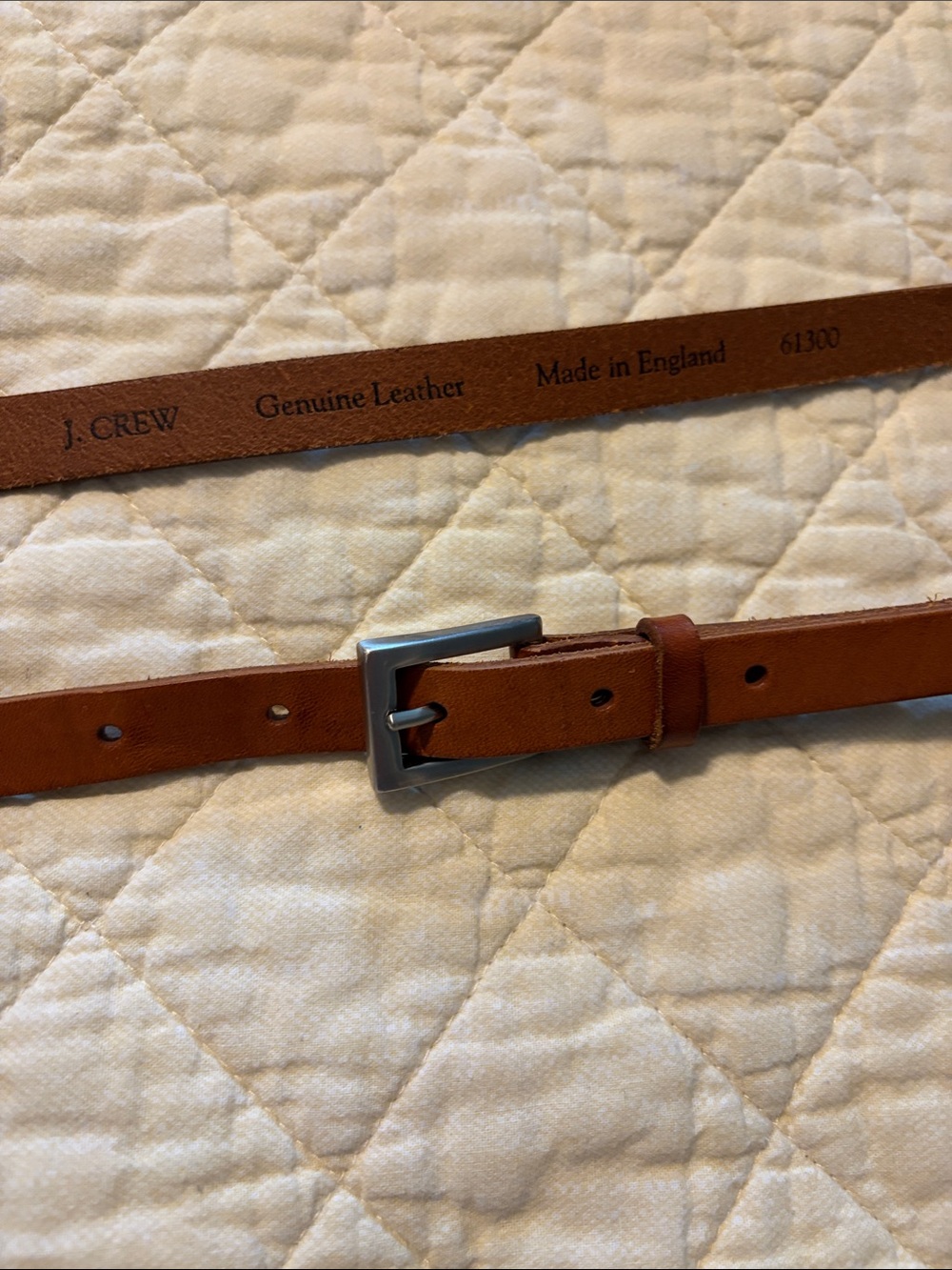 J. Crew Slim Brown Women’s Genuine Leather Belt with Brushed Silver Buckle